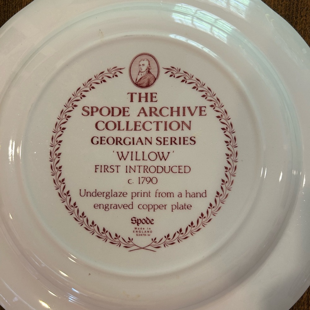 Pair of Spode Archive Collection Plates Georgian Series - Willow and Rome - Picture 5 of 14